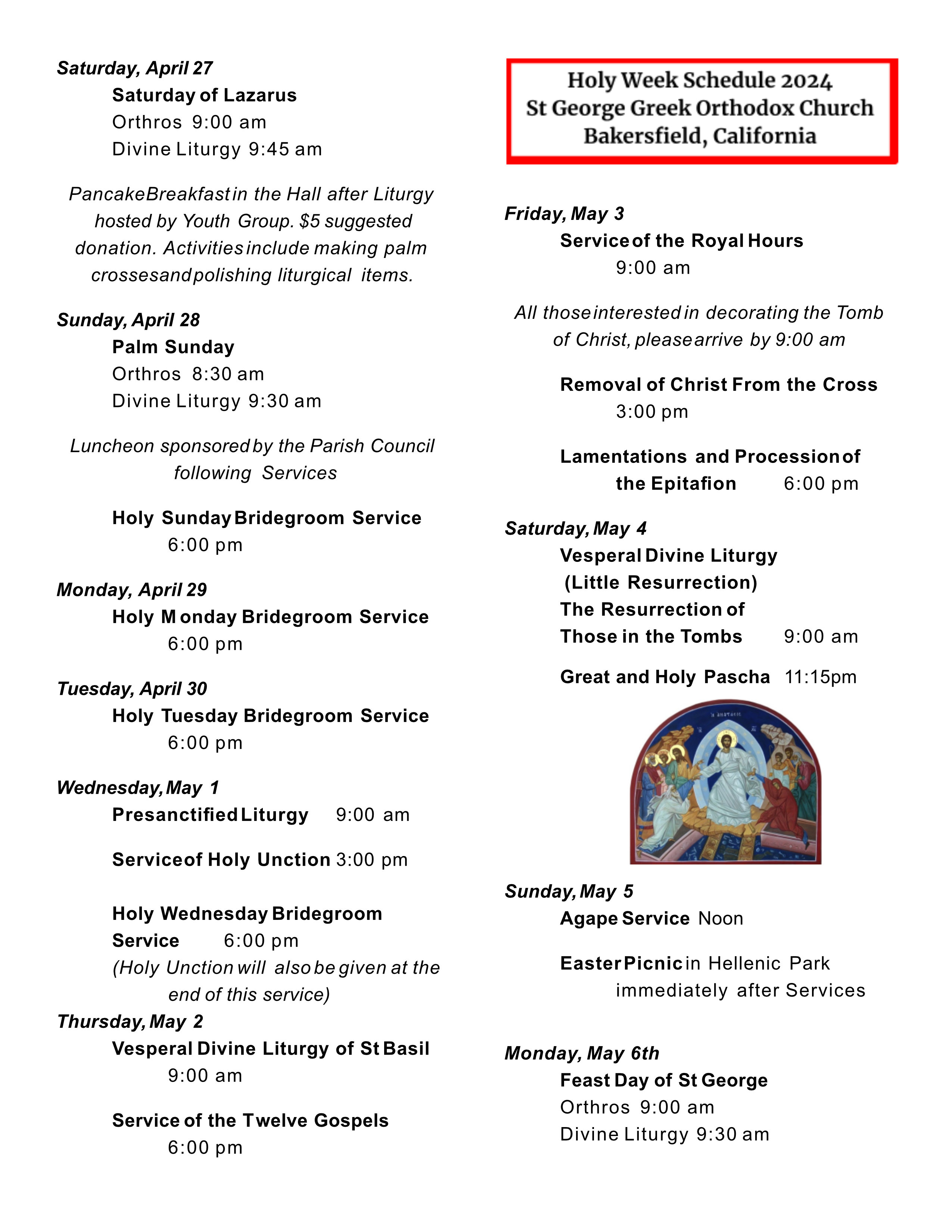 holy week services schedule